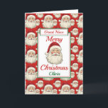 Vrolijk kerstmeisje feestdagen kaart<br><div class="desc">Een mooie nichtje kerstkaart. Ontwerppatroon is voorzien van een sinterklaas lachend gezicht en een rode achtergrond. Alle tekst kan worden aangepast als dat nodig is om aan te passen - verander dochter,  nicht of zus,  en personaliseer vervolgens met een naam en een inside-bericht.</div>
