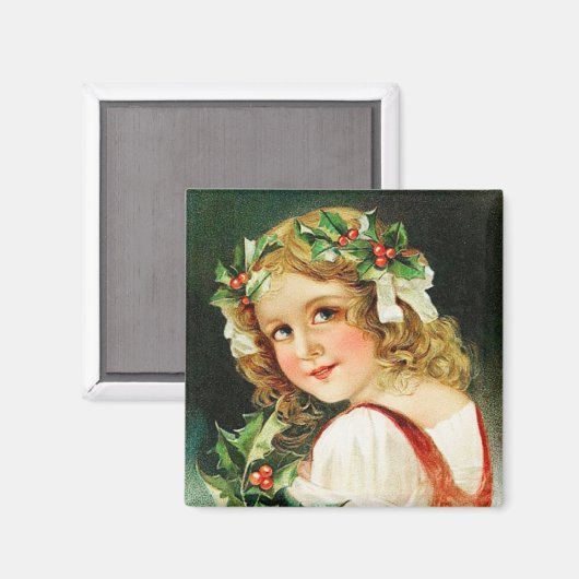 Vrolijk kerstmeisje  magneet (Voorkant / Achterkant)