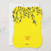 Vrolijk kerstmeisje met cadeaus gele feestdag feestdagenkaart (Achterkant)