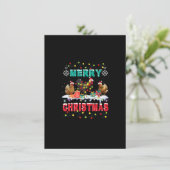 Vrolijk kerstmeisje met kerstmanlampjes kaart (Staand voorkant)