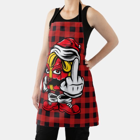 Vrolijk kerstmiddenvinger schort (Insitu)