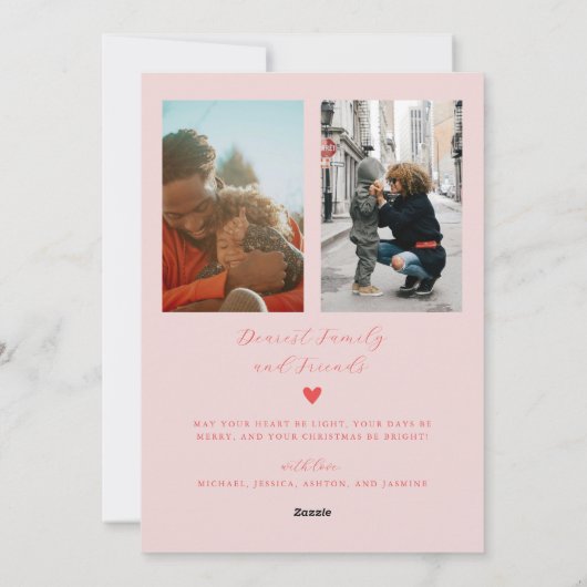 Vrolijk kerstminimalistisch boogroze feestdagenkaart (Achterkant)