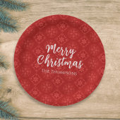 Vrolijk kerstminimalistisch eenvoudig sneeuwflake papieren bordje