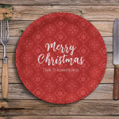 Vrolijk kerstminimalistisch eenvoudig sneeuwflake papieren bordje