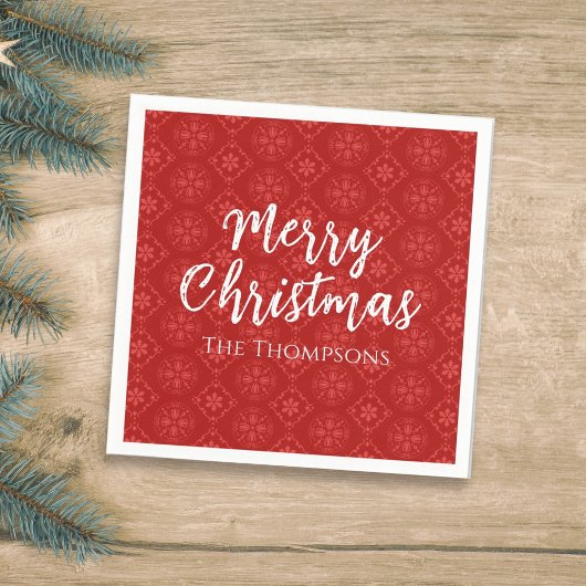 Vrolijk kerstminimalistisch eenvoudig sneeuwflake  servet