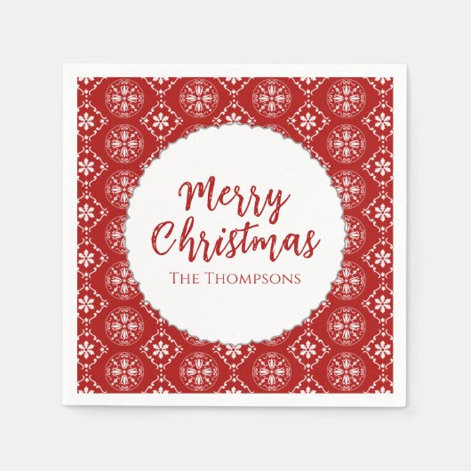 Vrolijk kerstminimalistisch eenvoudig sneeuwflake  servet (Voorkant)
