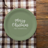 Vrolijk kerstminimalistisch eenvoudige rode kallig papieren bordje