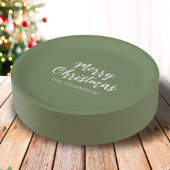 Vrolijk kerstminimalistisch eenvoudige rode kallig papieren bordje