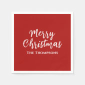 Vrolijk kerstminimalistisch eenvoudige rode kallig servet (Voorkant)