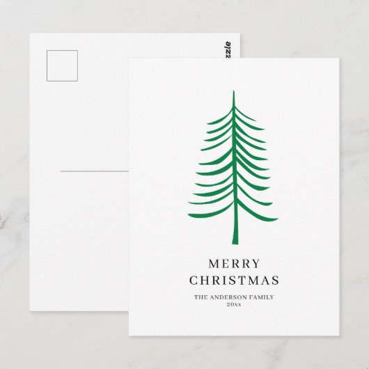 Vrolijk kerstminimalistisch groen moderne boom briefkaart (Voorkant / Achterkant)