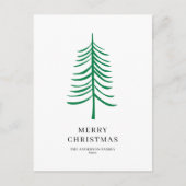 Vrolijk kerstminimalistisch groen moderne boom briefkaart (Voorkant)