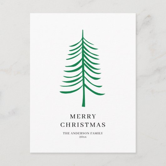 Vrolijk kerstminimalistisch groen moderne boom briefkaart (Voorkant)