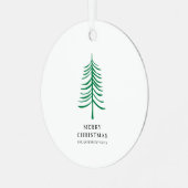 Vrolijk kerstminimalistisch groen moderne boom metalen ornament (Voorkant links)