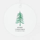 Vrolijk kerstminimalistisch groen moderne boom metalen ornament (Achterkant)