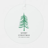 Vrolijk kerstminimalistisch groen moderne boom metalen ornament (Voorkant)