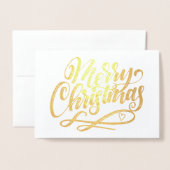 Vrolijk kerstminimalistisch luxe goud folie kaarten (Voorkant met envelop)