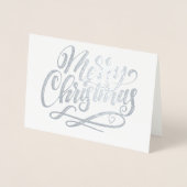 Vrolijk kerstminimalistisch luxe zilver folie kaarten (Voorkant)