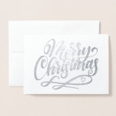 Vrolijk kerstminimalistisch luxe zilver folie kaarten (Voorkant met envelop)