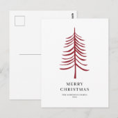Vrolijk kerstminimalistisch rood moderne boom briefkaart (Voorkant / Achterkant)