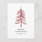 Vrolijk kerstminimalistisch rood moderne boom briefkaart (Voorkant)