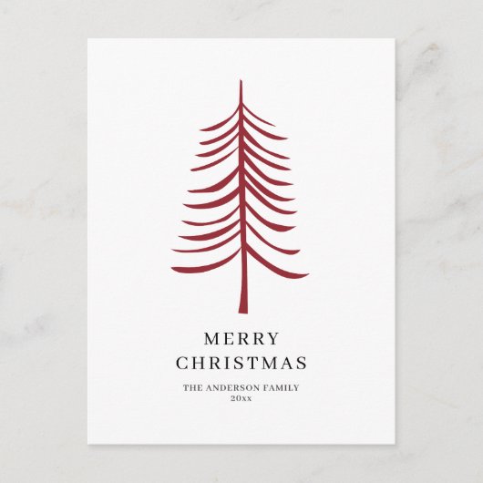 Vrolijk kerstminimalistisch rood moderne boom briefkaart (Voorkant)