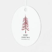 Vrolijk kerstminimalistisch rood moderne boom metalen ornament (Voorkant links)