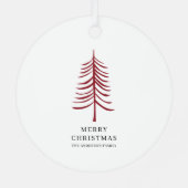 Vrolijk kerstminimalistisch rood moderne boom metalen ornament (Achterkant)