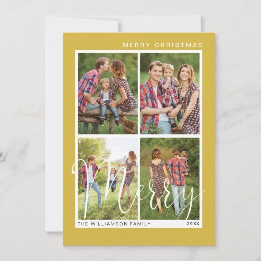 Vrolijk kerstminimalistisch vierkantsfoto feestdagenkaart (Voorkant)