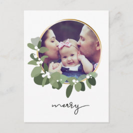 Vrolijk kerstminimalistisch Wreatfoto Briefkaart