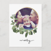 Vrolijk kerstminimalistisch Wreatfoto Briefkaart (Voorkant)