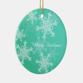 Vrolijk kerstminimalistische smaragdgroene sneeuwv keramisch ornament (Rechts)