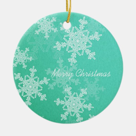 Vrolijk kerstminimalistische smaragdgroene sneeuwv keramisch ornament (Voorkant)