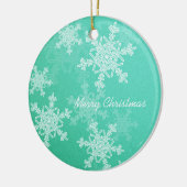 Vrolijk kerstminimalistische smaragdgroene sneeuwv keramisch ornament (Links)