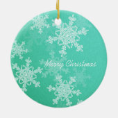 Vrolijk kerstminimalistische smaragdgroene sneeuwv keramisch ornament (Achterkant)