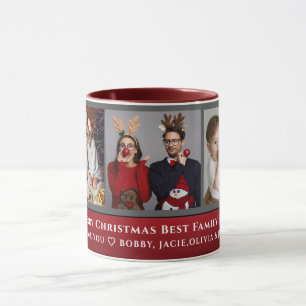 Vrolijk Kerstmis 3 Familie Foto Collage Kerstmis Mok