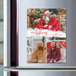 Vrolijk Kerstmis 3 Fotocollage Magnetische Kaarten