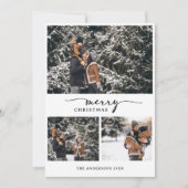 Vrolijk Kerstmis 3 foto's Collage Modern Script Feestdagenkaart (Voorkant)