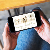 Vrolijk Kerstmis 4 Foto Gouden Kalligrafie Script Feestdagenkaart