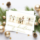Vrolijk Kerstmis 4 Foto Gouden Kalligrafie Script Feestdagenkaart
