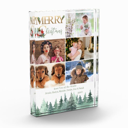 Vrolijk Kerstmis 5 Foto Winter Bos gepersonaliseer (Links)