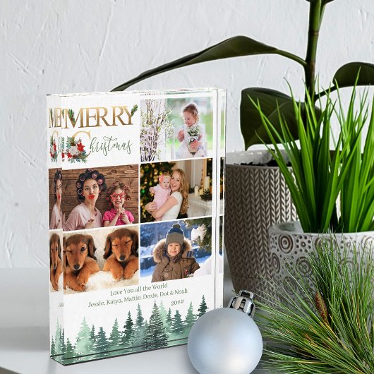 Vrolijk Kerstmis 5 Foto Winter Bos gepersonaliseer