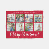 Vrolijk Kerstmis 8 Foto Aangepaste Bericht | Rood Fleece Deken (Voorkant (Horizontaal))