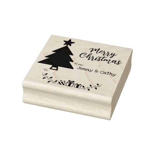 Vrolijk Kerstmis aan en van etiket, douanenaam, Rubberstempel (Stempel)