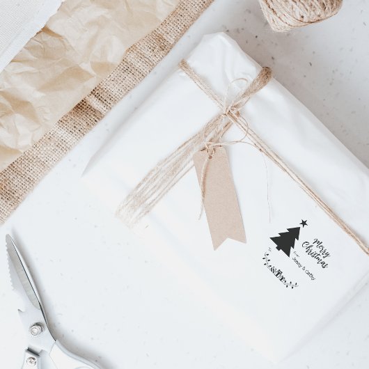 Vrolijk Kerstmis aan en van etiket, douanenaam, Rubberstempel