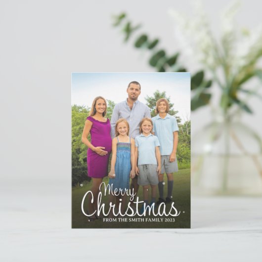 Vrolijk Kerstmis Aangepaste Naam en Foto Feestdagenkaart (Staand voorkant)