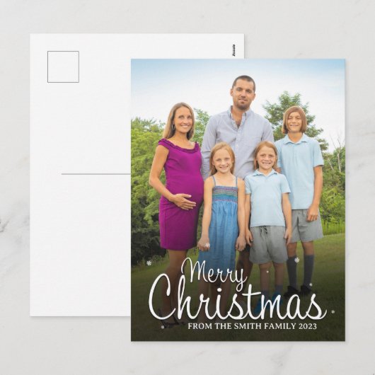 Vrolijk Kerstmis Aangepaste Naam en Foto Feestdagenkaart (Voorkant / Achterkant)