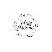 Vrolijk Kerstmis aangepaste script rustieke krans Rubberstempel (Afrduk)