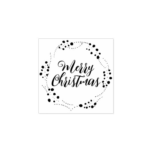 Vrolijk Kerstmis aangepaste script rustieke krans Rubberstempel (Afrduk)
