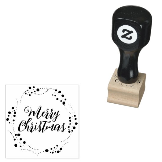 Vrolijk Kerstmis aangepaste script rustieke krans Rubberstempel (Gestempeld)