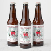 Vrolijk Kerstmis aangepaste tekst en foto Bier Etiket (Flessen)